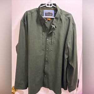 New Orvis Men's Olive Button Down Shirt